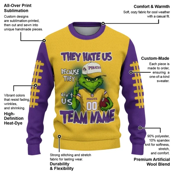 East Carolina Pirates Sweater Customized Grinch Fierce Purple New Arrival