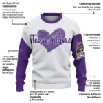 East Carolina Pirates Sweater Personalized Heart Sketch Purple White Best Selling