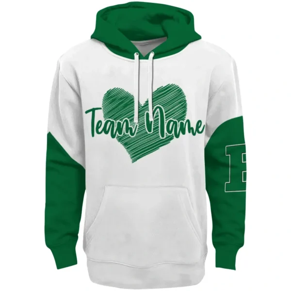 Eastern Michigan Eagles Hoodie Customized Scribble Heart Green White Best Selling