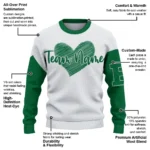 Eastern Michigan Eagles Sweater Personalized Heart Sketch Green White Best Selling