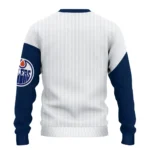 Edmonton Oilers Sweater Personalized Heart Sketch Blue White Best Selling