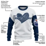 Edmonton Oilers Sweater Personalized Heart Sketch Blue White Best Selling