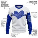 Everton Sweater Custom Heart Sketch Royal Blue White Best Selling