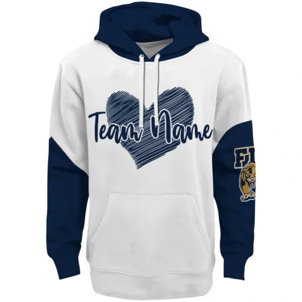 Fiu Panthers Hoodie Personalized Scribble Heart Blue White Best Selling
