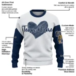 Fiu Panthers Sweater Custom Heart Sketch Blue White Best Selling