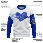 Florida Gators Sweater Customized Heart Sketch Blue White Best Selling