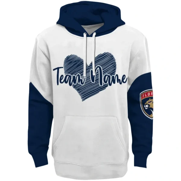 Florida Panthers Hoodie Personalized Scribble Heart Red White Best Selling