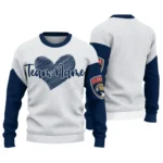 Florida Panthers Sweater Custom Heart Sketch Red White Best Selling