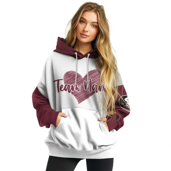 Florida State Seminoles Hoodie Customized Scribble Heart Garnet White High Quality