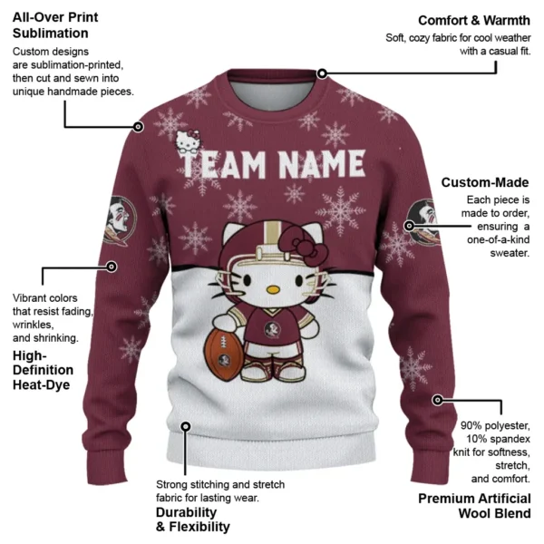 Florida State Seminoles Sweater Personalized Hello Kitty Garnet New Arrival