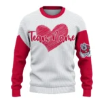 Fresno State Bulldogs Sweater Customized Heart Sketch Red White Best Selling