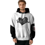 Fulham Hoodie Custom Scribble Heart Black White Best Selling