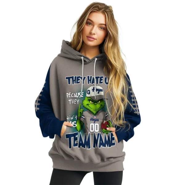 Georgetown Hoyas Hoodie Personalized Grinch Fierce Blue High Quality