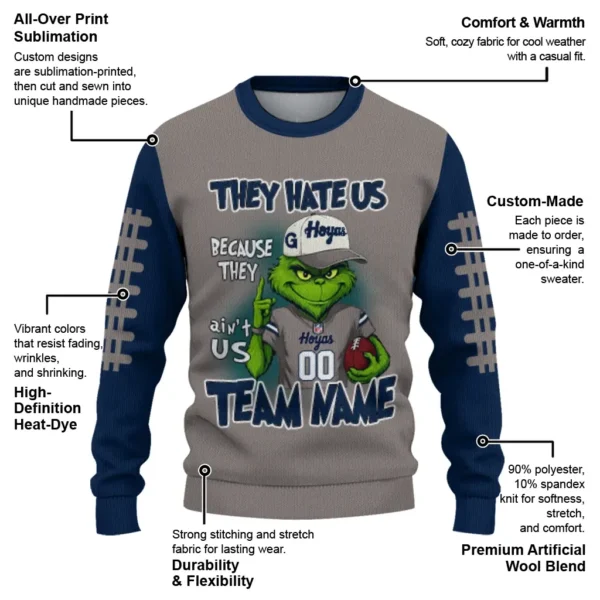 Georgetown Hoyas Sweater Customized Grinch Fierce Blue New Arrival