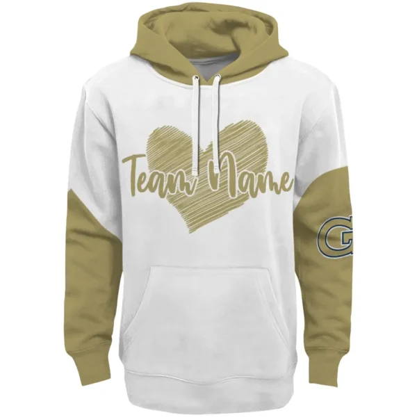 Georgia Tech Yellow Jackets Hoodie Custom Scribble Heart Gold White Best Selling