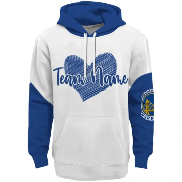 Golden State Warriors Hoodie Personalized Scribble Heart Blue White Best Selling