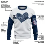 Gonzaga Bulldogs Sweater Custom Heart Sketch Blue White Best Selling