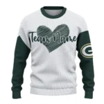 Green Bay Packers Sweater Custom Heart Sketch Green White Best Selling