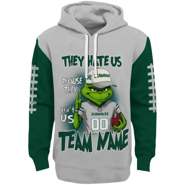 Hawaii Rainbow Warriors Hoodie Customized Grinch Fierce Green Best Selling