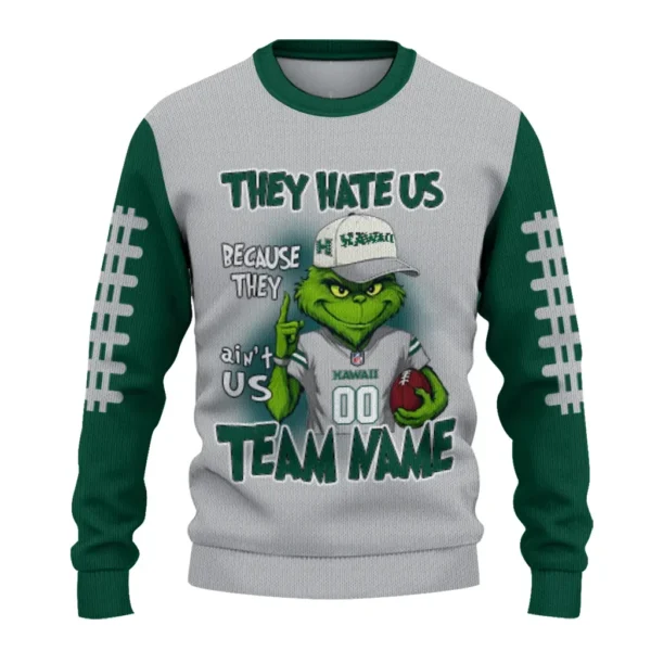Hawaii Rainbow Warriors Sweater Custom Grinch Fierce Green Best Selling