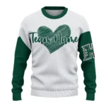 Hawaii Rainbow Warriors Sweater Customized Heart Sketch Green White Best Selling