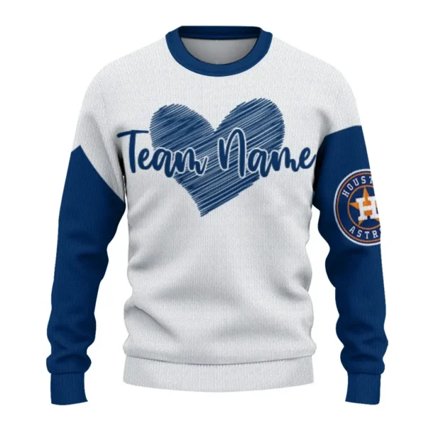 Houston Astros Sweater Customized Heart Sketch Blue White Best Selling