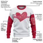 Houston Cougars Sweater Personalized Heart Sketch Red White Best Selling