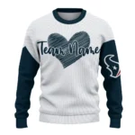 Houston Texans Sweater Customized Heart Sketch Blue White Best Selling