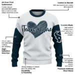 Houston Texans Sweater Customized Heart Sketch Blue White Best Selling