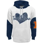 Illinois Fighting Illini Hoodie Custom Scribble Heart Blue White Best Selling