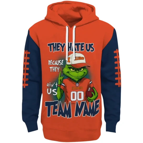 Illinois Fighting Illini Hoodie Customized Grinch Fierce Blue Best Selling