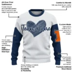 Illinois Fighting Illini Sweater Customized Heart Sketch Blue White Best Selling