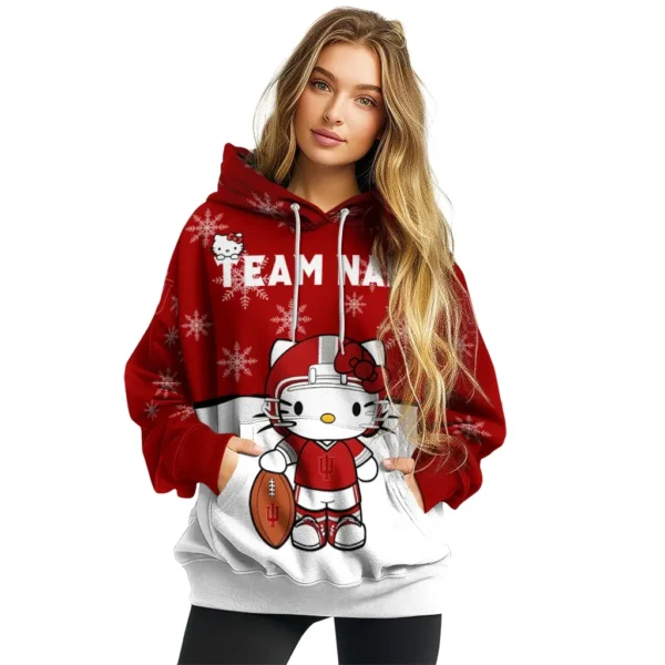 Indiana Hoosiers Hoodie Customized Hello Kitty Red High Quality