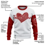 Indiana Hoosiers Sweater Custom Heart Sketch Red White Best Selling