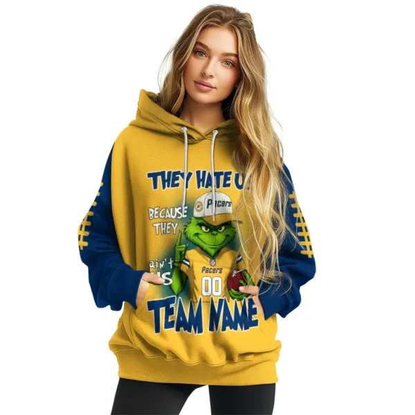 Indiana Pacers Hoodie Customized Grinch Fierce Blue High Quality