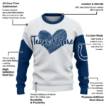 Indianapolis Colts Sweater Personalized Heart Sketch Blue White Best Selling