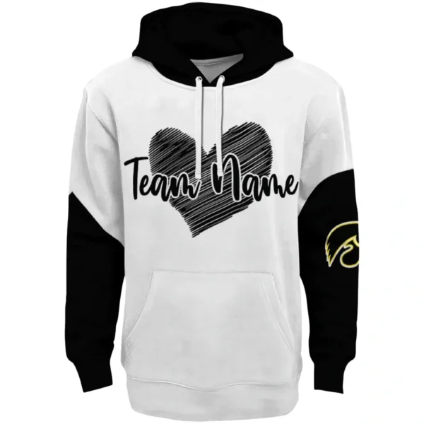 Iowa Hawkeyes Hoodie Customized Scribble Heart Black White Best Selling