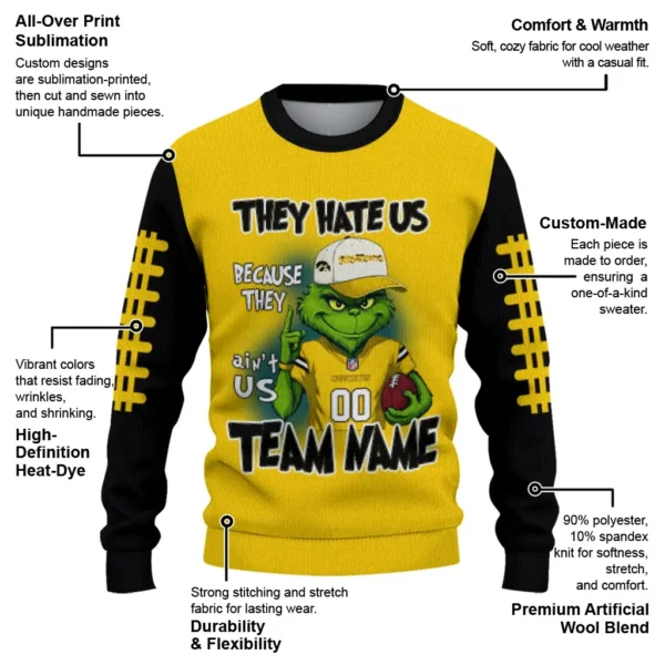 Iowa Hawkeyes Sweater Customized Grinch Fierce Black New Arrival