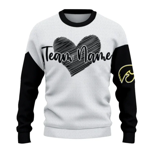 Iowa Hawkeyes Sweater Personalized Heart Sketch Black White Best Selling