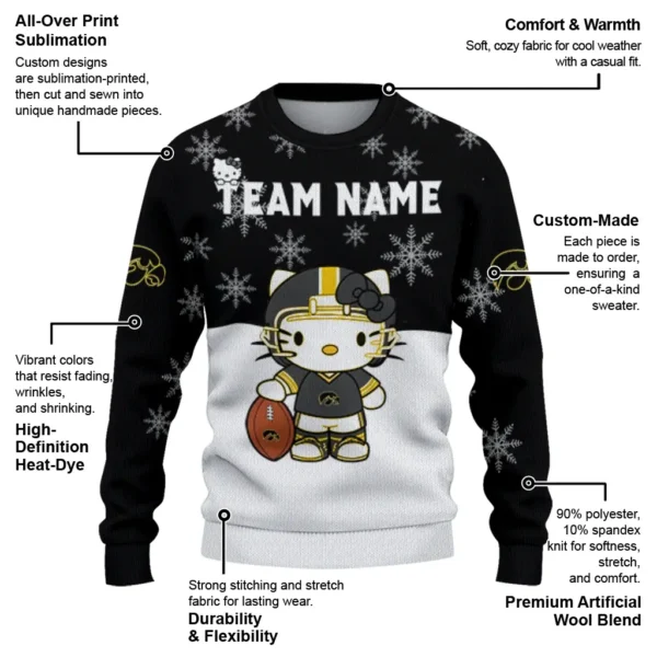 Iowa Hawkeyes Sweater Personalized Hello Kitty Black New Arrival