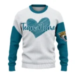 Jacksonville Jaguars Sweater Custom Heart Sketch Teal White Best Selling