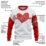 Jacksonville State Gamecocks Sweater Customized Heart Sketch Red White Best Selling