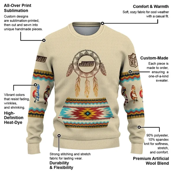 James Madison Dukes Sweater Customized Dreamcatcher Feathers New Arrival