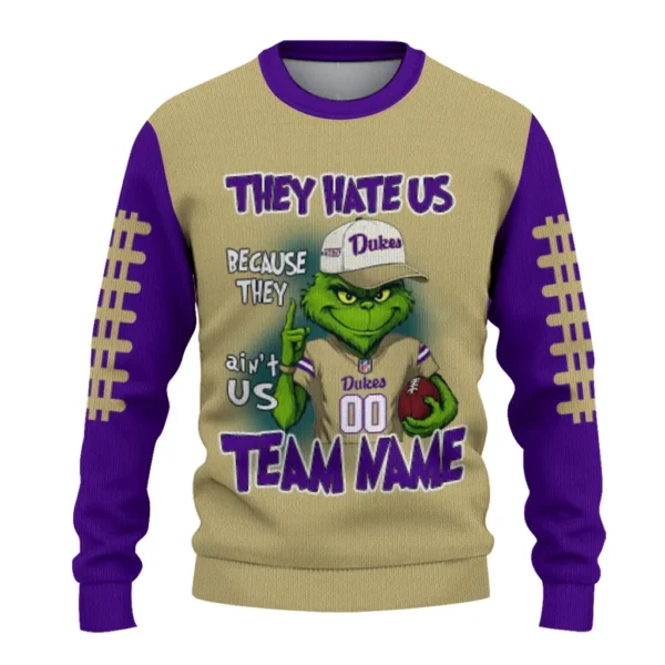 James Madison Dukes Sweater Customized Grinch Fierce Purple Best Selling