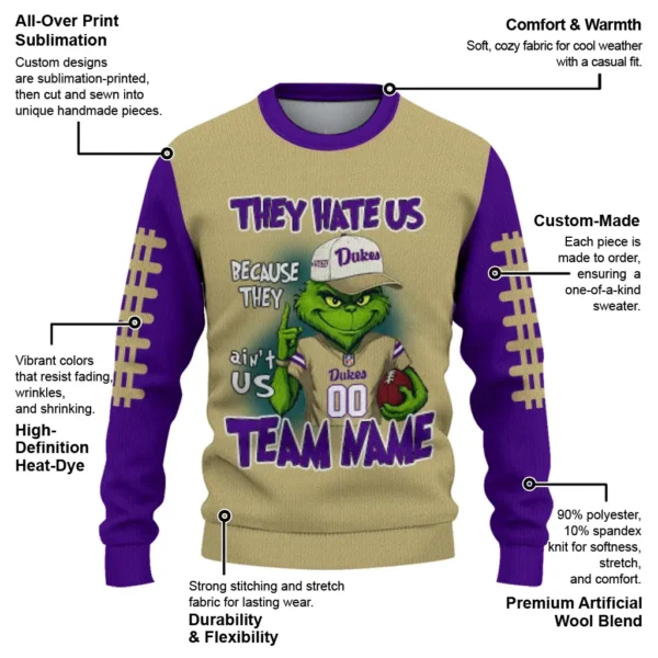James Madison Dukes Sweater Customized Grinch Fierce Purple New Arrival