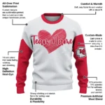 Kansas City Chiefs Sweater Customized Heart Sketch Red White Best Selling
