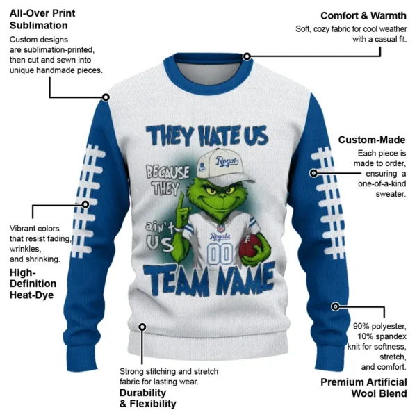 Kansas City Royals Sweater Customized Grinch Fierce Royal Blue New Arrival