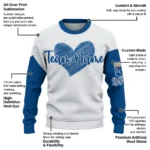 Kansas City Royals Sweater Personalized Heart Sketch Royal Blue White Best Selling