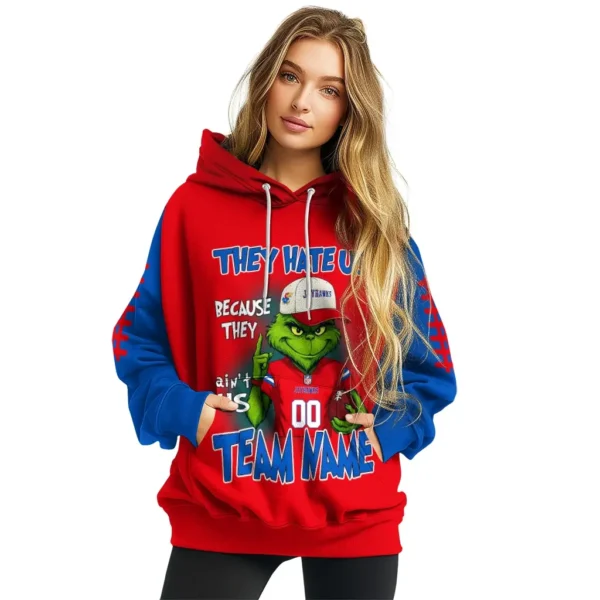 Kansas Jayhawks Hoodie Custom Grinch Fierce Blue High Quality