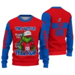 Kansas Jayhawks Sweater Personalized Grinch Fierce Blue Best Selling